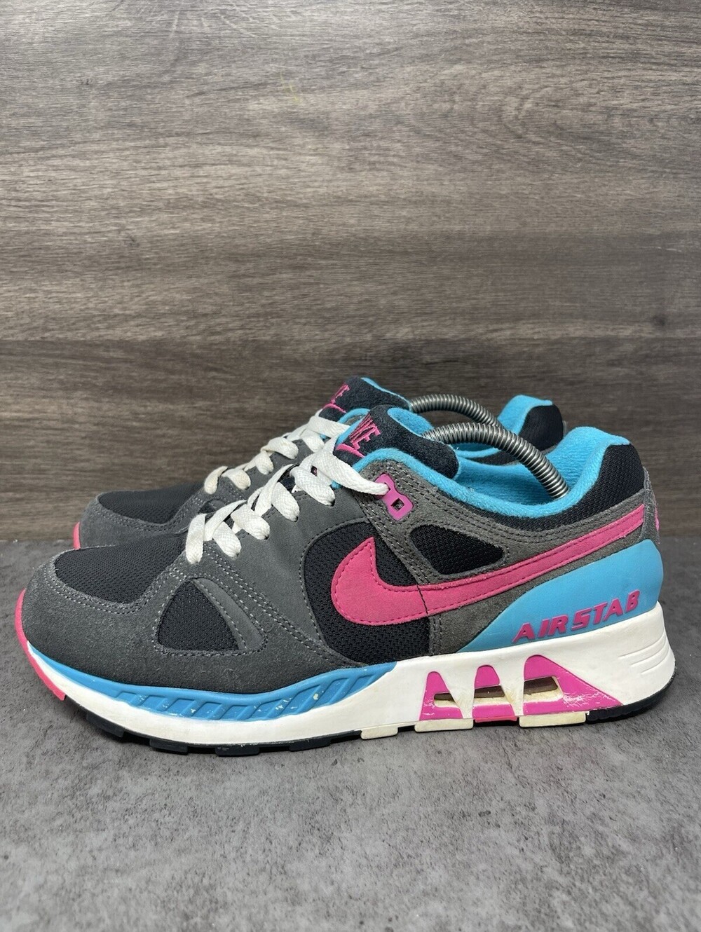 Nike Air Stab Size 9 Mens Anthracite Pink Blue Running Shoes 312451-004 Retro